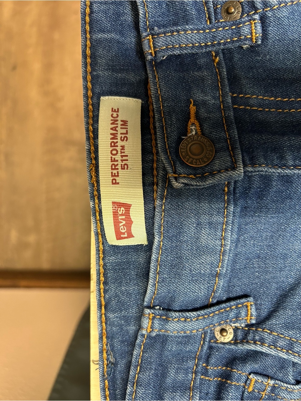 Levi's Men's Slim Jeans in Medium Blue with Yellow Stitching